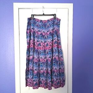 Vintage Oso Casuals Maxi Skirt Boho Full Cotton Purple Pink Fairy Gypsy Flare XL